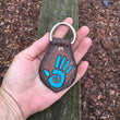 Turquoise Swirling Hand leather keychain