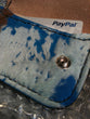 Acid Washed Turquoise blue leather wallet card holder