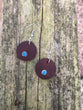 Boho chic Turquoise and brown leather disc earrings