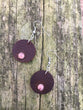Boho chic pale coral and brown leather disc earrings