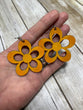 70's Retro Leather Buttercup Yellow Earrings